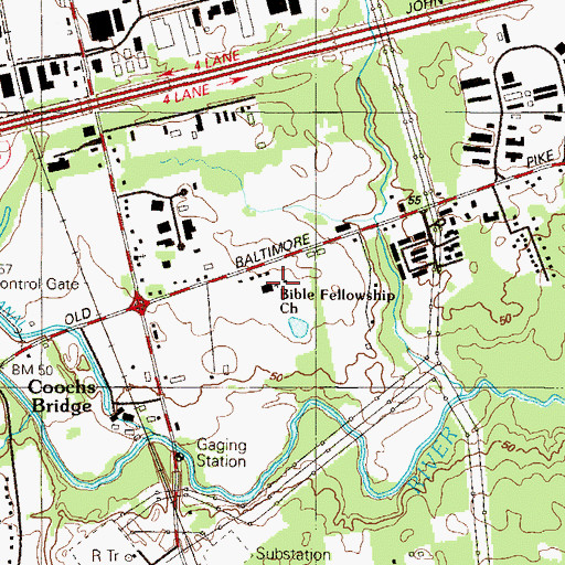 Topographic Map of Bible Fellowship Church, DE