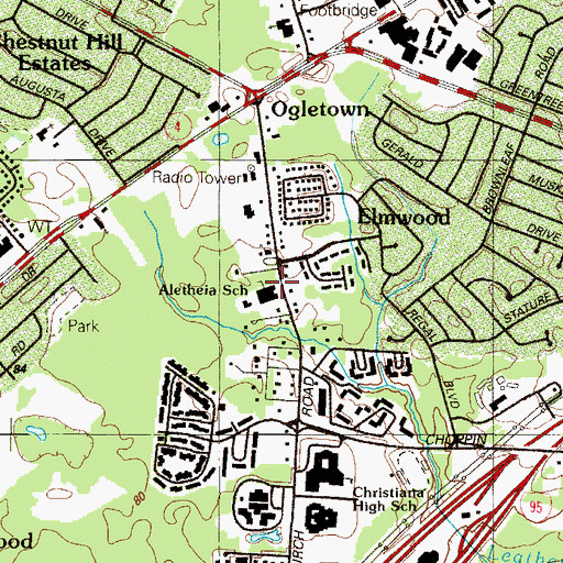 Topographic Map of Aletheia School, DE