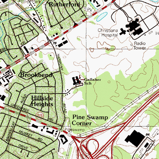 Topographic Map of Robert C Gallaher Elementary School, DE