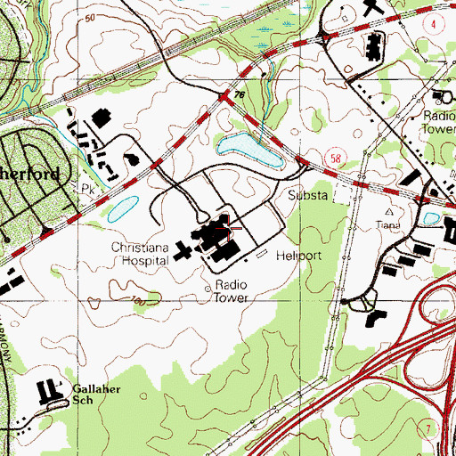 Topographic Map of Christiana Care Hospital Newark Site, DE