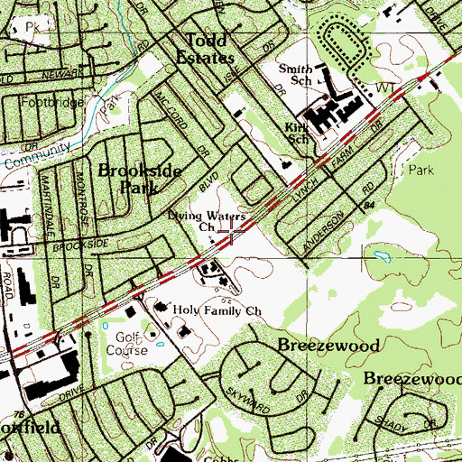 Topographic Map of Living Waters Church of God, DE