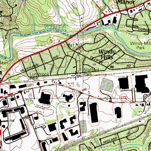 Topographic Map of Stafford Park, DE