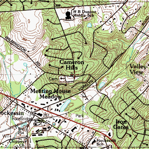 Topographic Map of Hockessin Friends School, DE