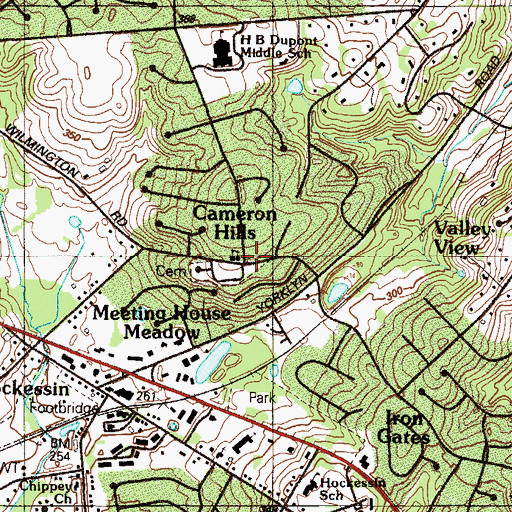 Topographic Map of Hockessin Friends Meetinghouse, DE