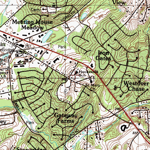 Topographic Map of Hockessin Baptist Church, DE