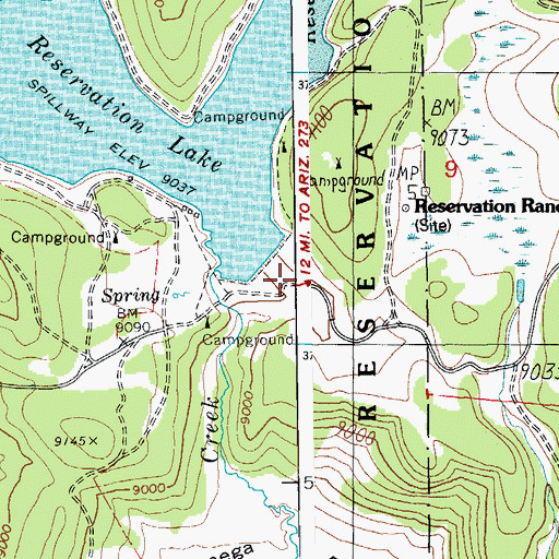 Topographic Map of Reservation Dam, AZ