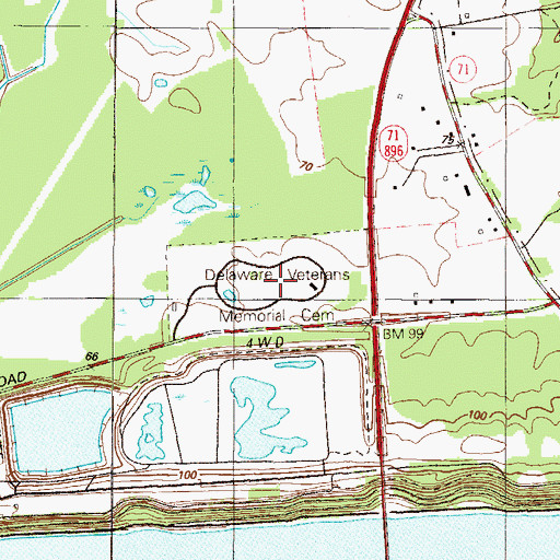 Topographic Map of Delaware Veterans Memorial Cemetery, DE