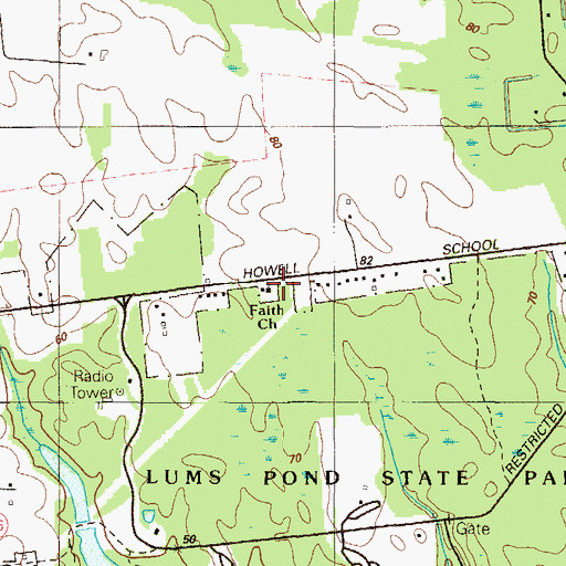 Topographic Map of Faith Assembly of God Church, DE