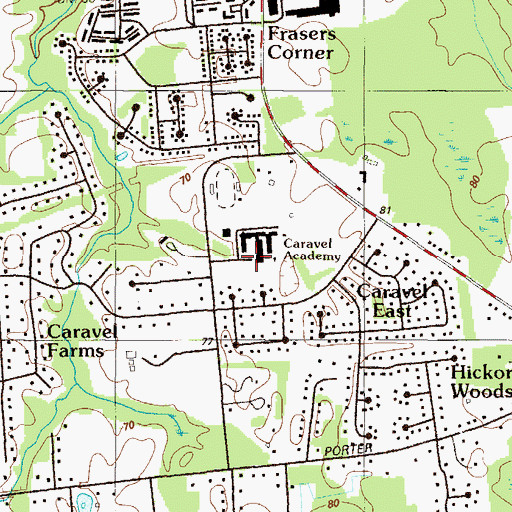 Topographic Map of Caravel Academy, DE