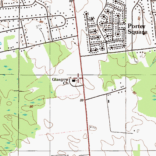 Topographic Map of Glasgow Reformed Presbyterian Church, DE