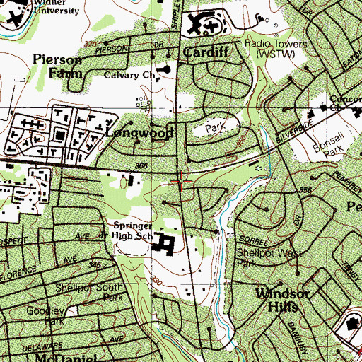 Topographic Map of North Baptist Church, DE