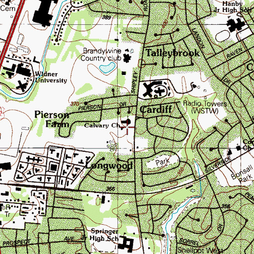 Topographic Map of Calvary Assembly of God, DE