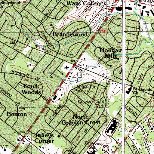 Topographic Map of Longcome Park, DE