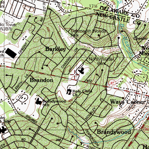 Topographic Map of Church of the Holy Child, DE