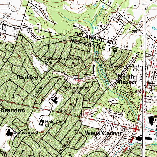 Topographic Map of Northminster Park, DE