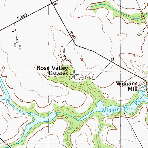 Topographic Map of Rose Valley Estates, DE