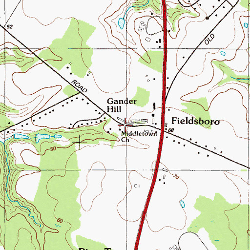 Topographic Map of Middletown Church, DE