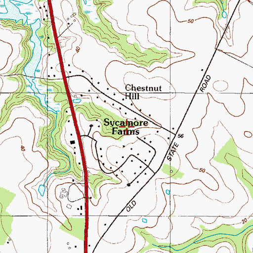 Topographic Map of Sycamore Farms, DE
