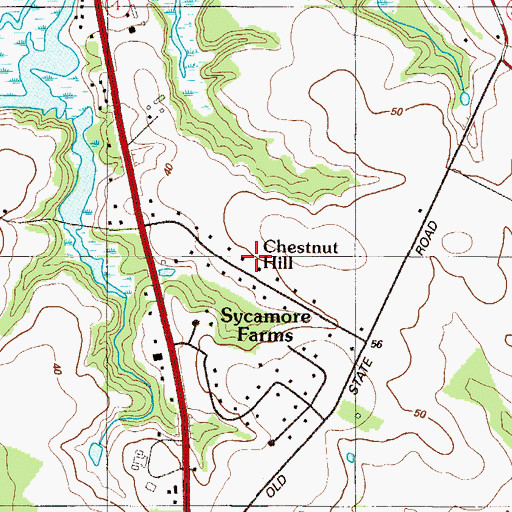Topographic Map of Chestnut Hill, DE