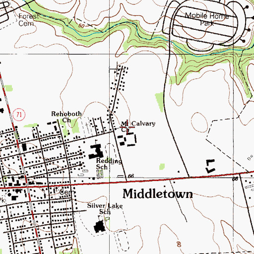 Topographic Map of Mount Calvary Baptist Church, DE