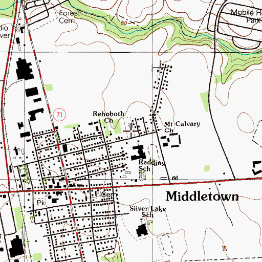 Topographic Map of Rehoboth Church, DE