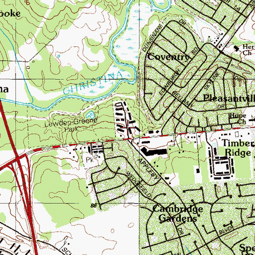 Topographic Map of The Villa, DE