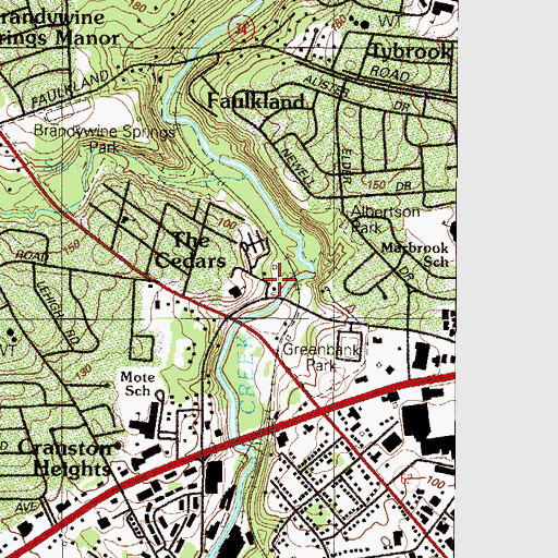 Topographic Map of The Cedars, DE