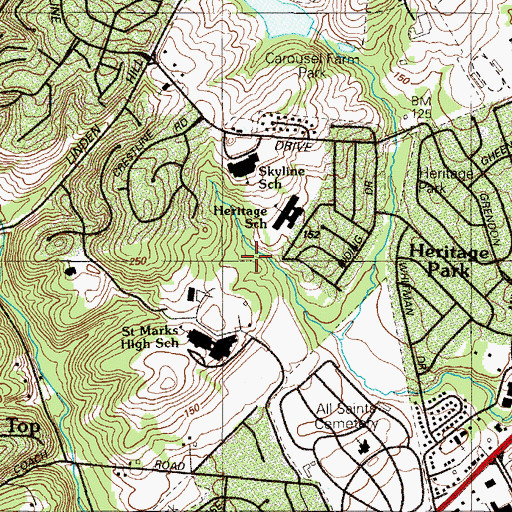 Topographic Map of The Hills of Skyline, DE