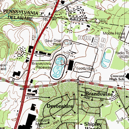 Topographic Map of Brandywine Raceway (historical), DE