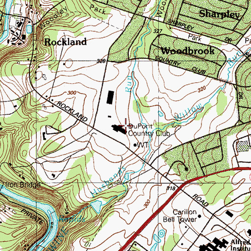 Topographic Map of DuPont Country Club, DE