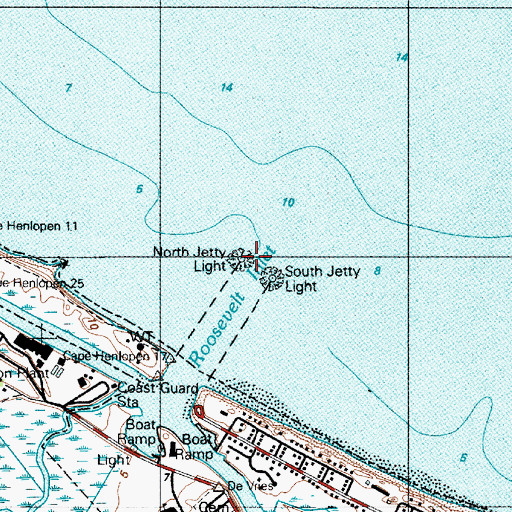 Topographic Map of North Jetty Light, DE