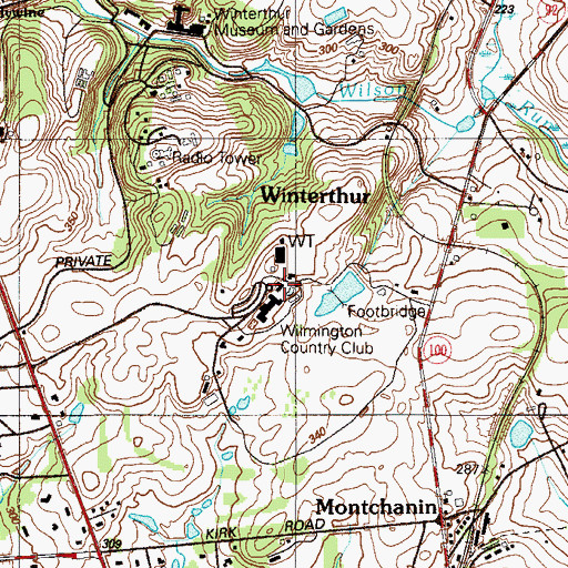 Topographic Map of Wilmington Country Club, DE