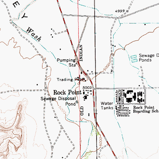 Topographic Map of Rock Point Trading Post, AZ