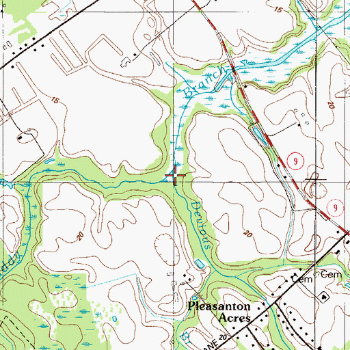 Topographic Map of Devious Branch, DE