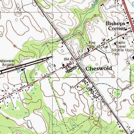 Topographic Map of Cheswold United Methodist Church, DE