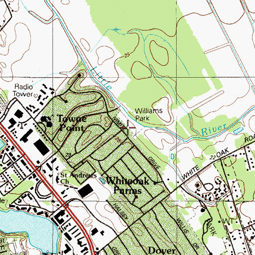 Topographic Map of Williams Park, DE