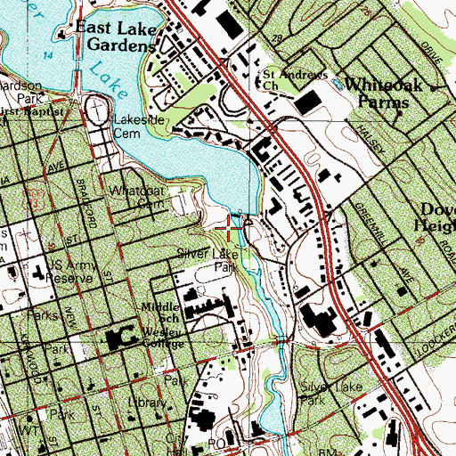 Topographic Map of Silver Lake Park, DE