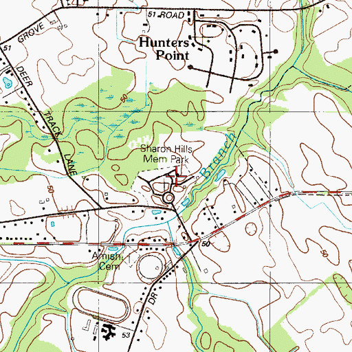 Topographic Map of Sharon Hills Memorial Park, DE
