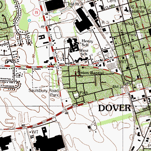 Topographic Map of Union Baptist Church, DE