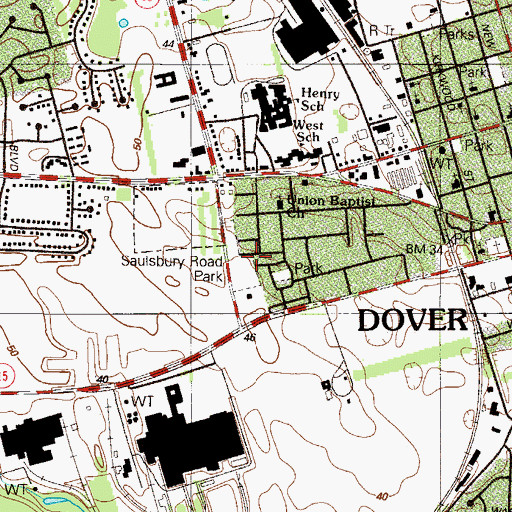Topographic Map of Saulsbury Road Park, DE
