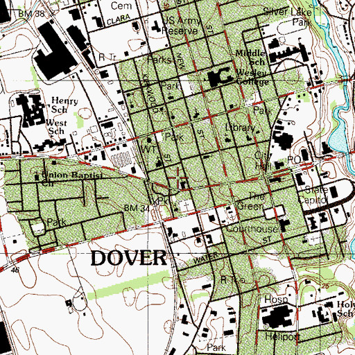 Topographic Map of New Jerusalem Baptist Church, DE