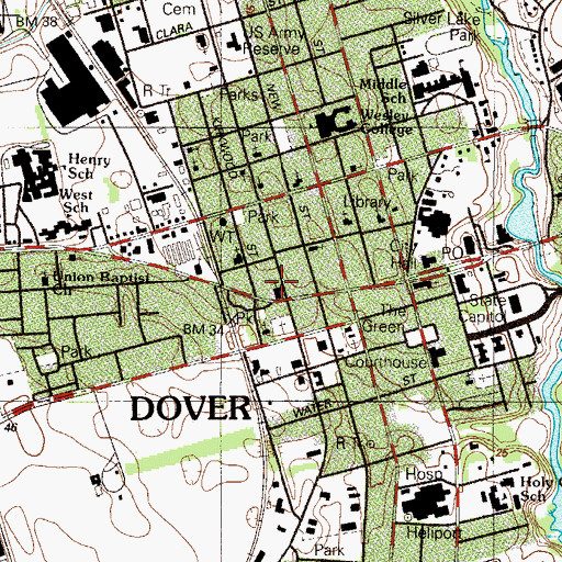 Topographic Map of New Jerusalem Baptist Cemetery, DE