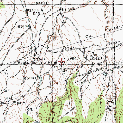 Topographic Map of Rocky Spring Mine, AZ