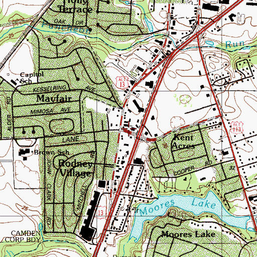 Topographic Map of Calvary Church of the Nazarene, DE