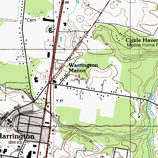 Topographic Map of Delaware Department of Transportation Maintenance Area, DE