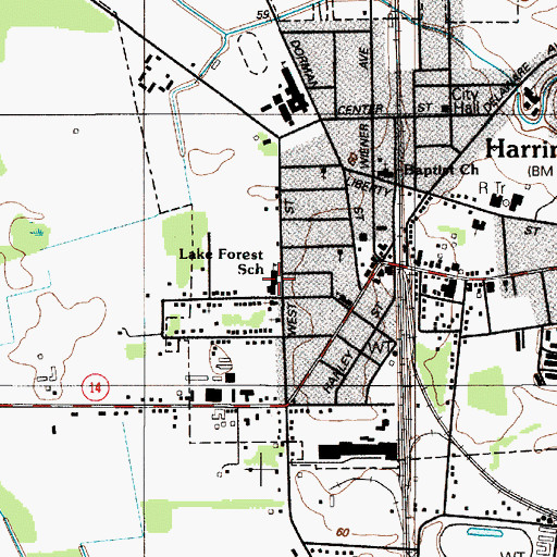 Topographic Map of Lake Forest South School, DE