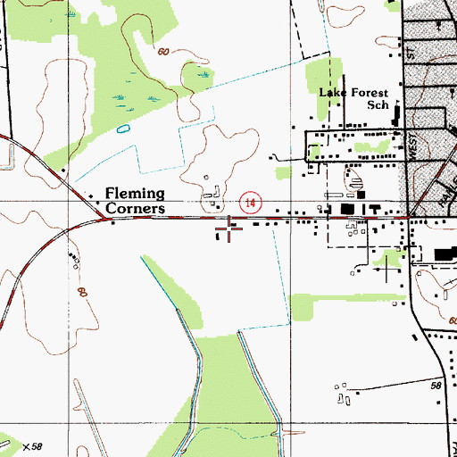 Topographic Map of Messick Community Center, DE