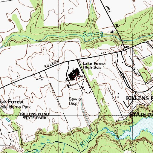 Topographic Map of Lake Forest High School, DE