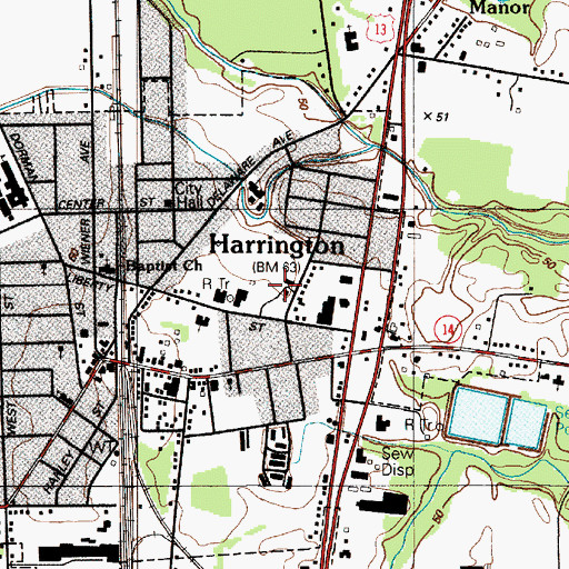 Topographic Map of Bernadettes Catholic Church, DE