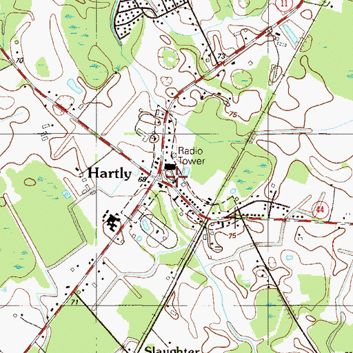 Topographic Map of Hartly United Methodist Church, DE